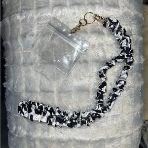 Black and White Lanyard with Clear ID Holder